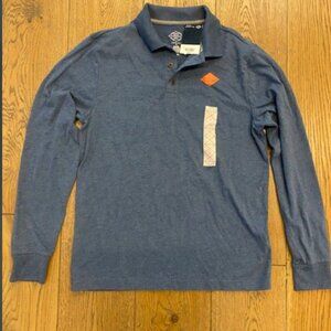 New With Tags! ST. JOHN'S BAY Long Sleeve Polo In Blue/Gray, Size S